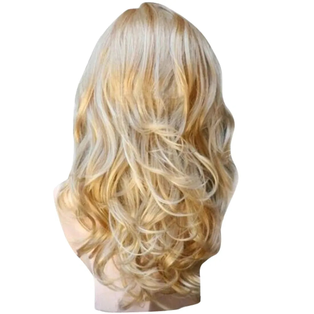 Blonde Synthetic Wigs For Women Soft Long Wave Synthetic Wig Gloden Blonde High Temperature Wire Cosplay Drag Queen Wigs