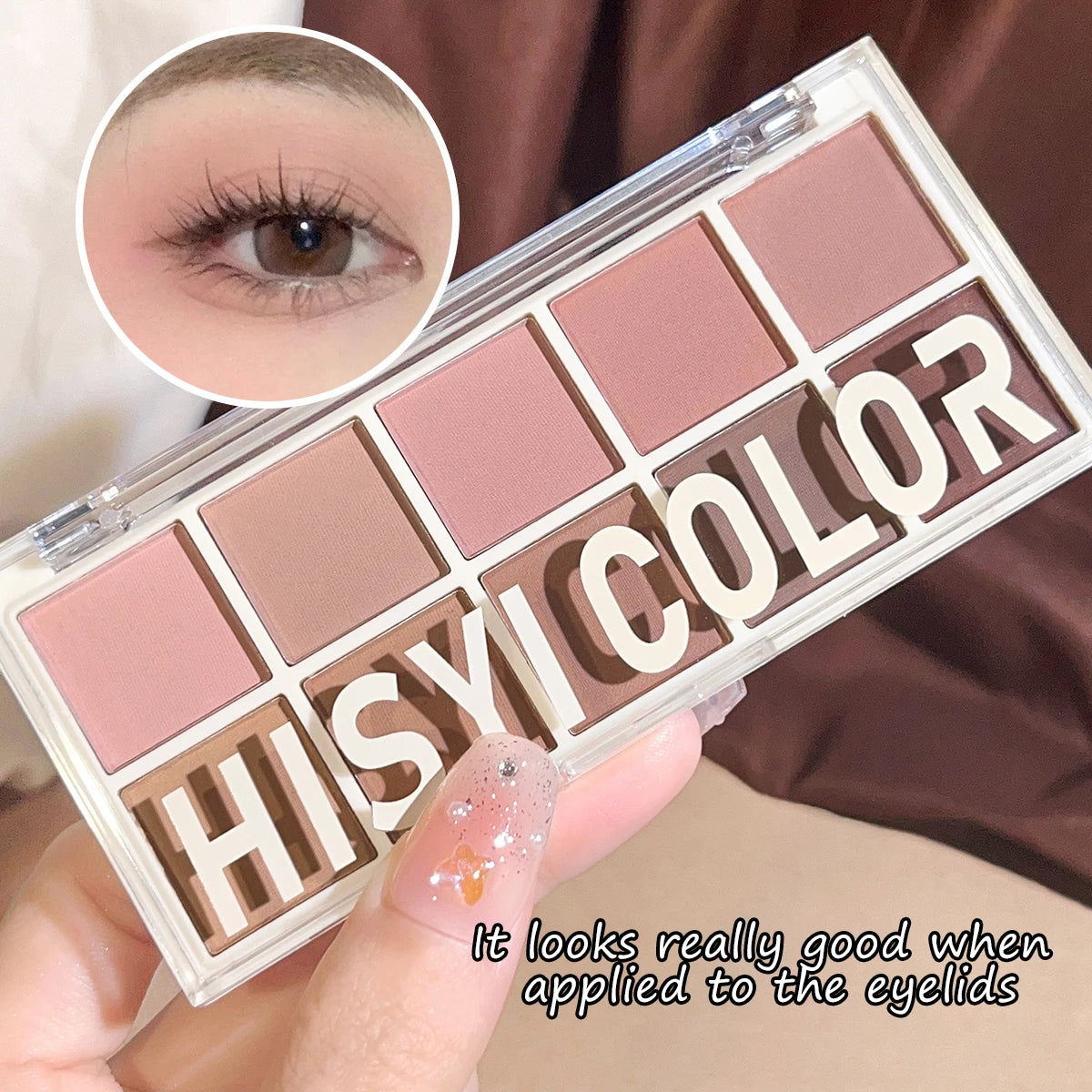 Paleta 10 Colores Sombras HISYI Perla y Mate - Tonos Rosa Café Suaves Maquillaje Diario
