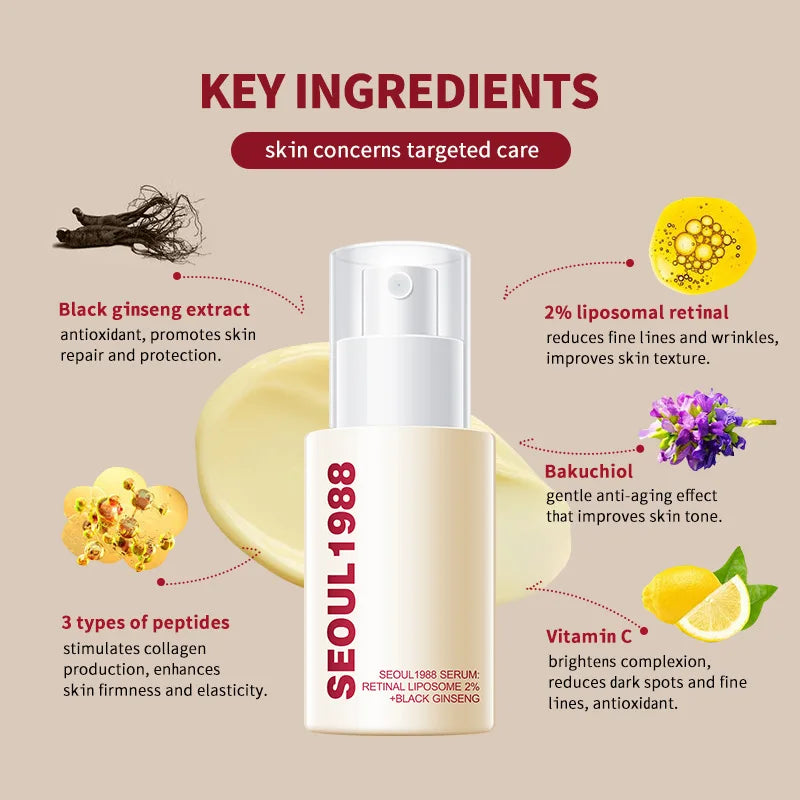 Seoul 1988 Sérum Ginseng Negro Coreano – Retinol, Niacinamida y Vitamina C | Ampolla Facial