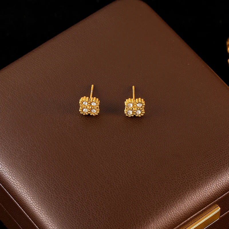 Set Collar Pulsera Aretes Trébol Hoja Zircon Acero Inoxidable para Mujer