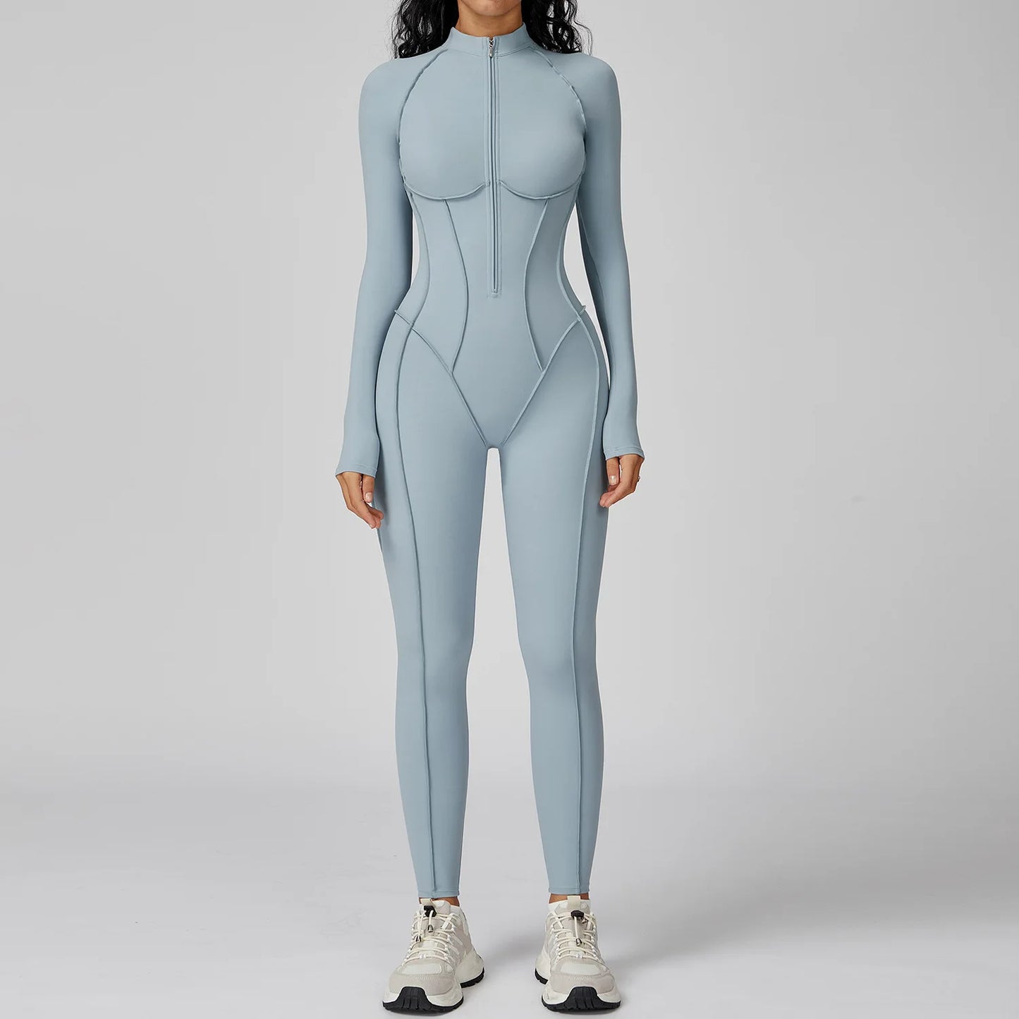Yoga Bodysuit Long Sleeved Women's Tracksuits Gym Zipper Jumpsuits Sports Workout High-intensity Fitness One-piece Tights Suit