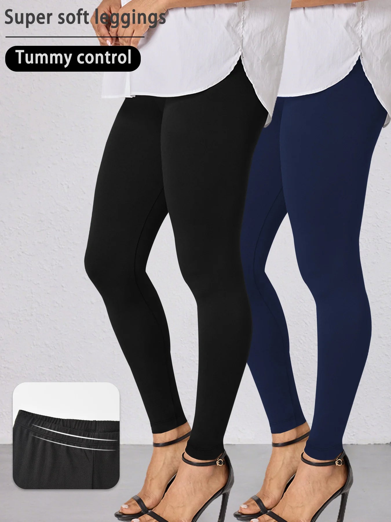 Pack de 2 Leggings Tiro Bajo Super Suaves para Mujer - Alta Elasticidad Mallas para Yoga Running Ejercicio Uso Casual