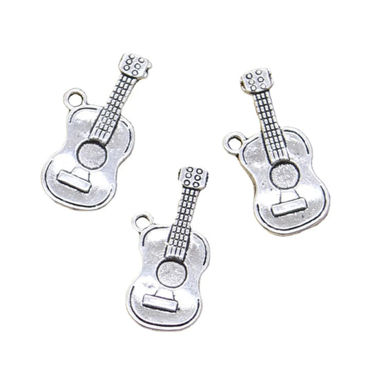 10pcs Charms Music Guitar 25x12mm Antique Making Pendant fit,Vintage Tibetan Silver color,DIY Handmade Jewelry