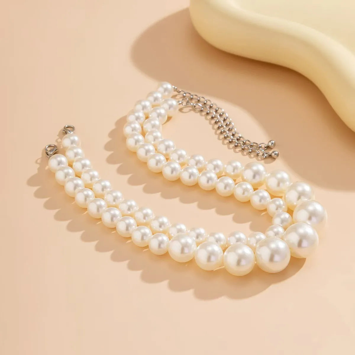 Set de 2 Collares Gargantilla con Perlas de Imitación | Joyería Elegante Mujer