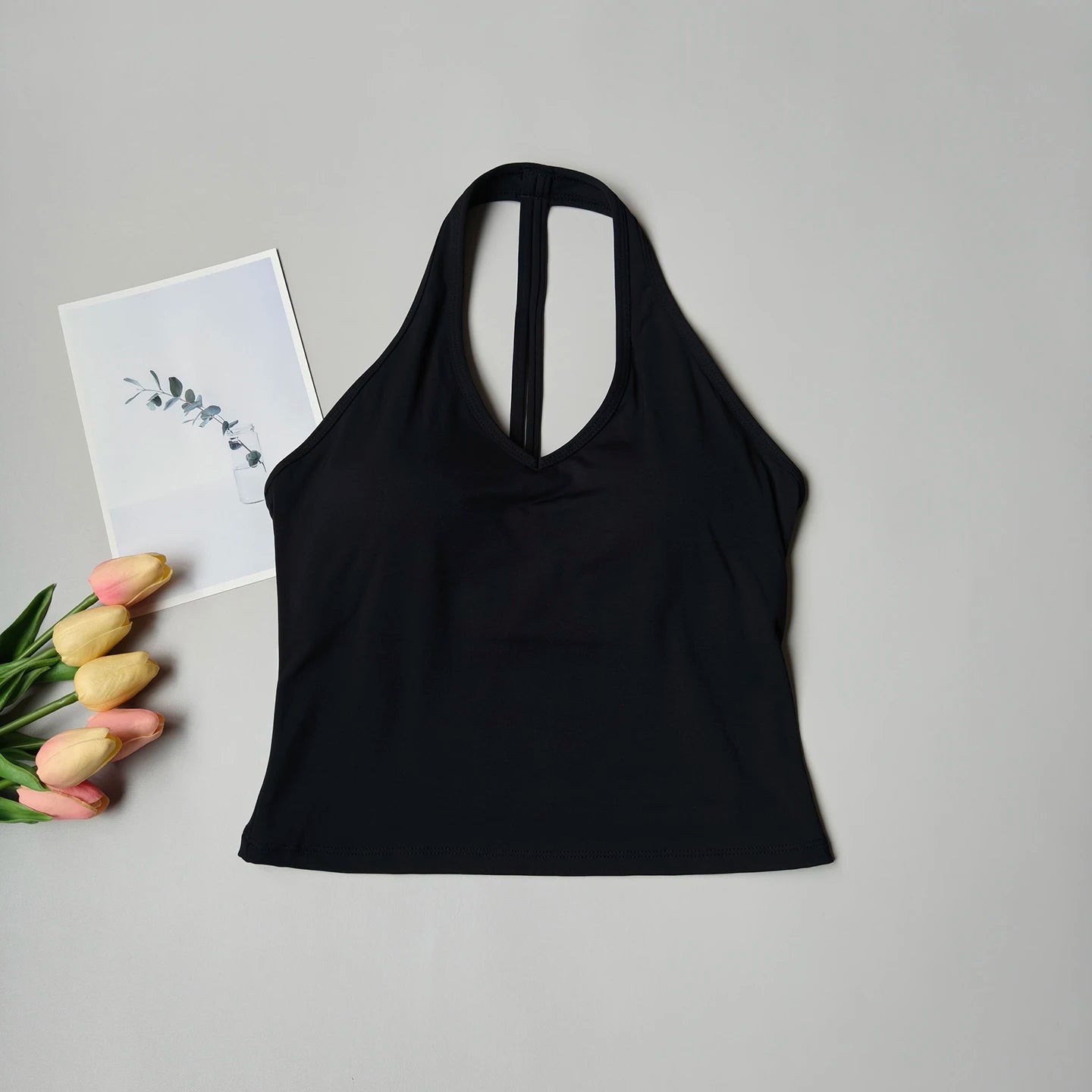 Top Deportivo Halter con Bra Integrado - Mujer Yoga y Fitness