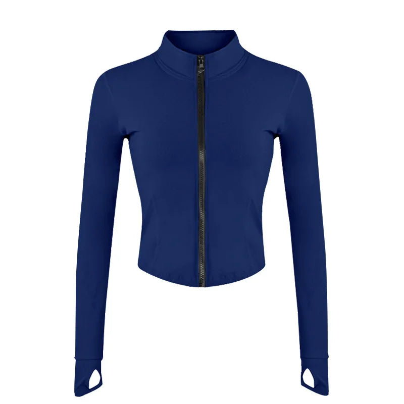 Sports Top Running Gym Clothing Long Sleeve Yoga Zipper Jacket Slim Fit Stylish Spring Autumn Womens Fitness Wear