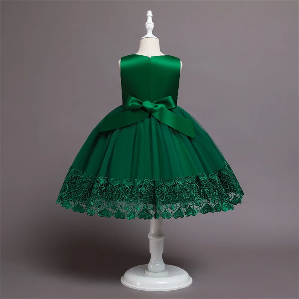 Vestido Princesa Niña sin Mangas | Encaje con Lazos | Comunión y Ocasiones Especiales