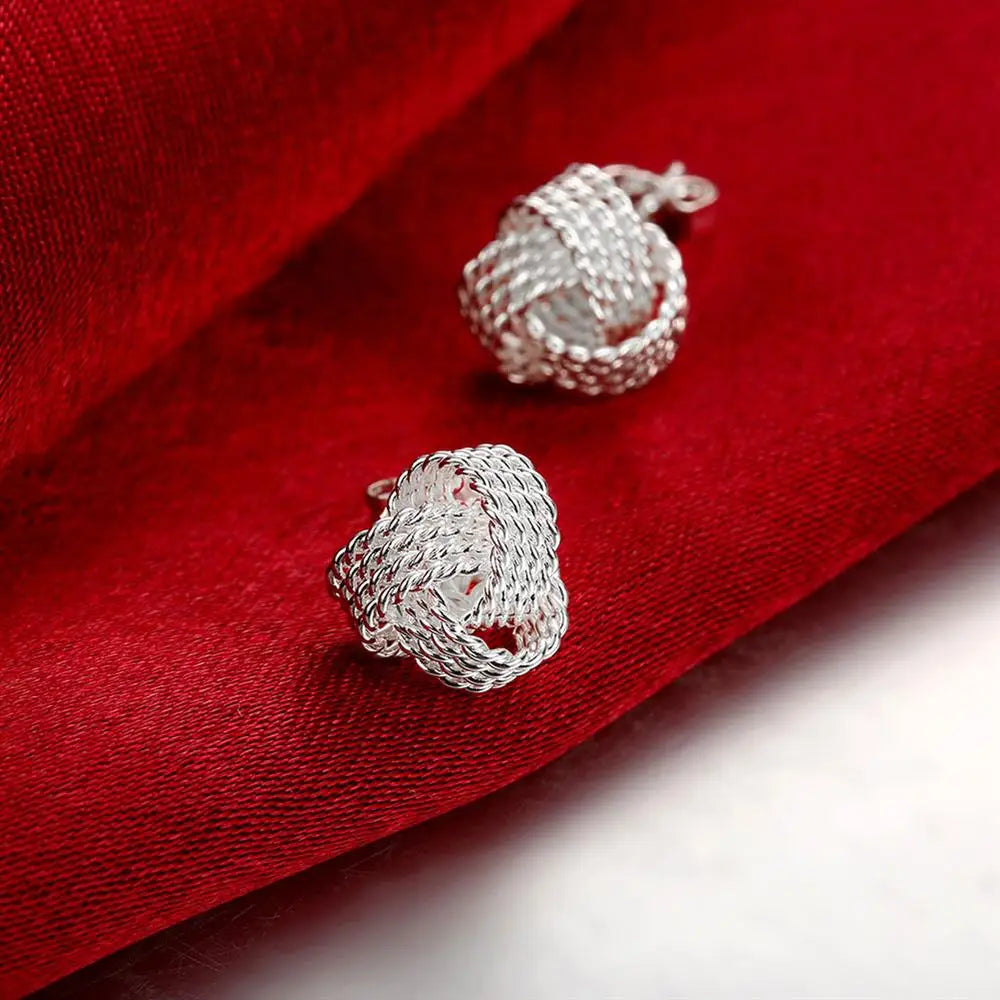 Set Collar y Aretes Bola Plata 925 Moda Fiesta