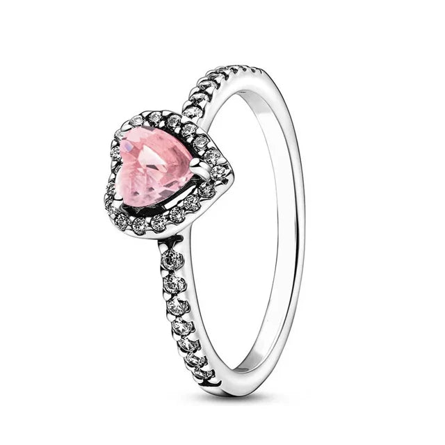 Anillos de Plata 925 con Corazón en Rosa, Azul, Verde y Negro - Joyería Fina