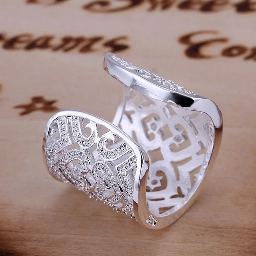 Anillo Plata 925 Sterling Silver Elegante Cristales Mujer - Joyería Noble Encantadora Fiesta Boda Regalo
