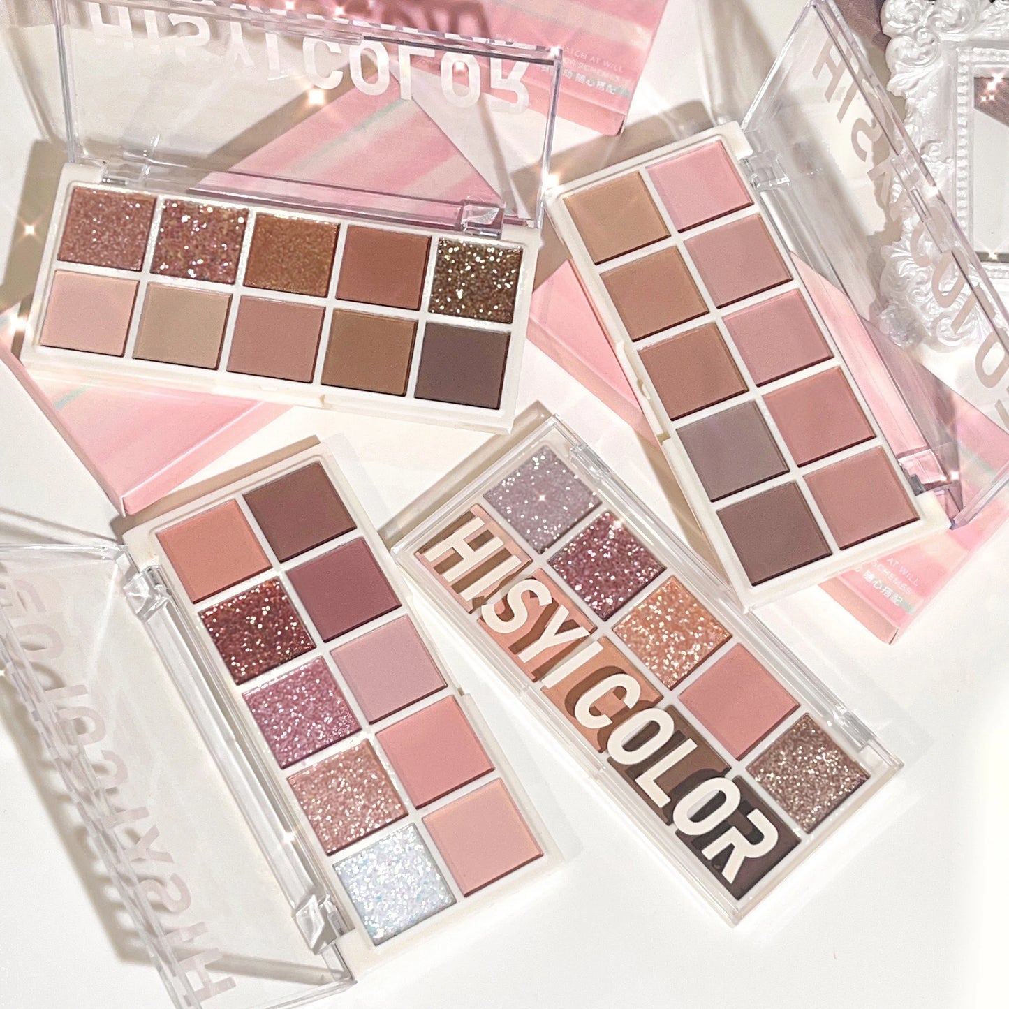 Paleta 10 Colores Sombras HISYI Perla y Mate - Tonos Rosa Café Suaves Maquillaje Diario
