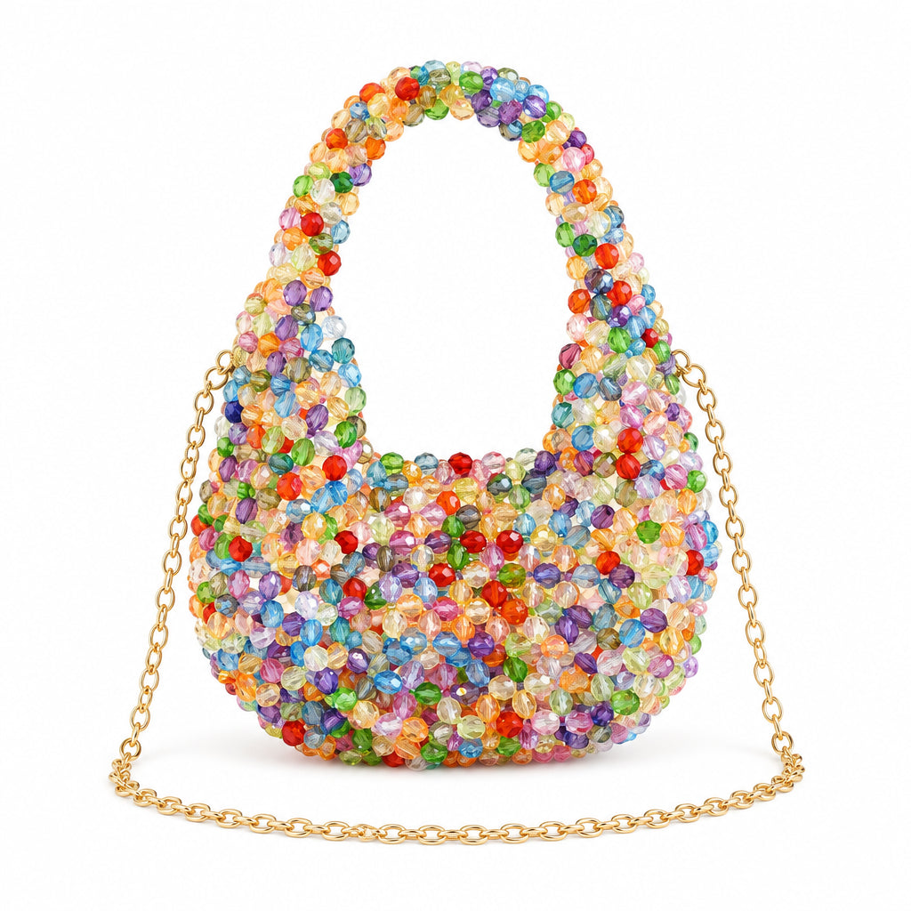 Bolso de Fiesta con Cuentas de Perlas y Cadena