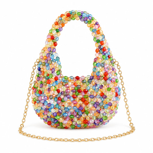 Bolso de Fiesta con Cuentas de Perlas y Cadena