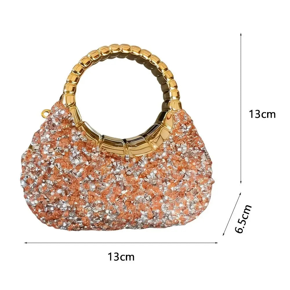 Minibolso Brillante de Fiesta en Forma de Media Luna