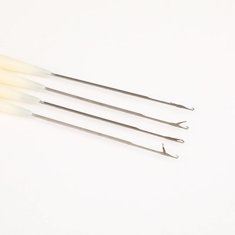 6 Piezas Set de Ganchos Micro Plástico Aguja para Trenzas Extensiones Tejido Dreadlocks Pelucas Herramienta Costura