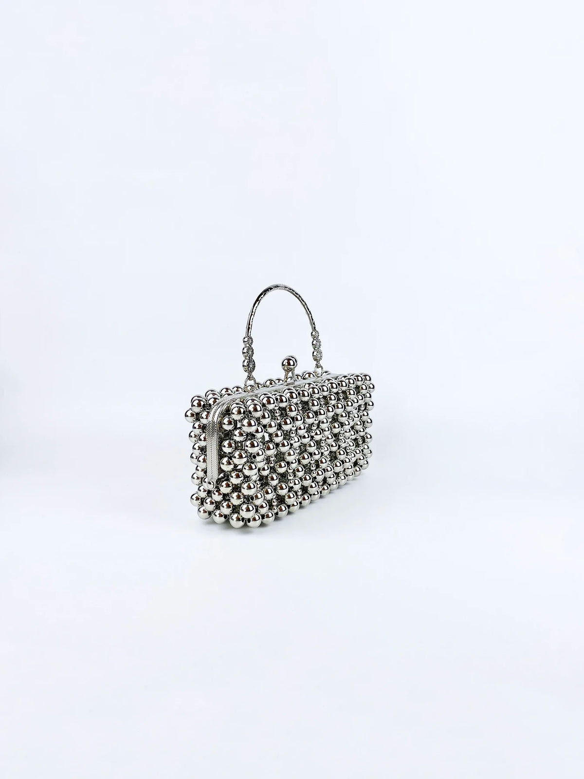 Bolso Pequeño Plateado con Cuentas para Fiesta