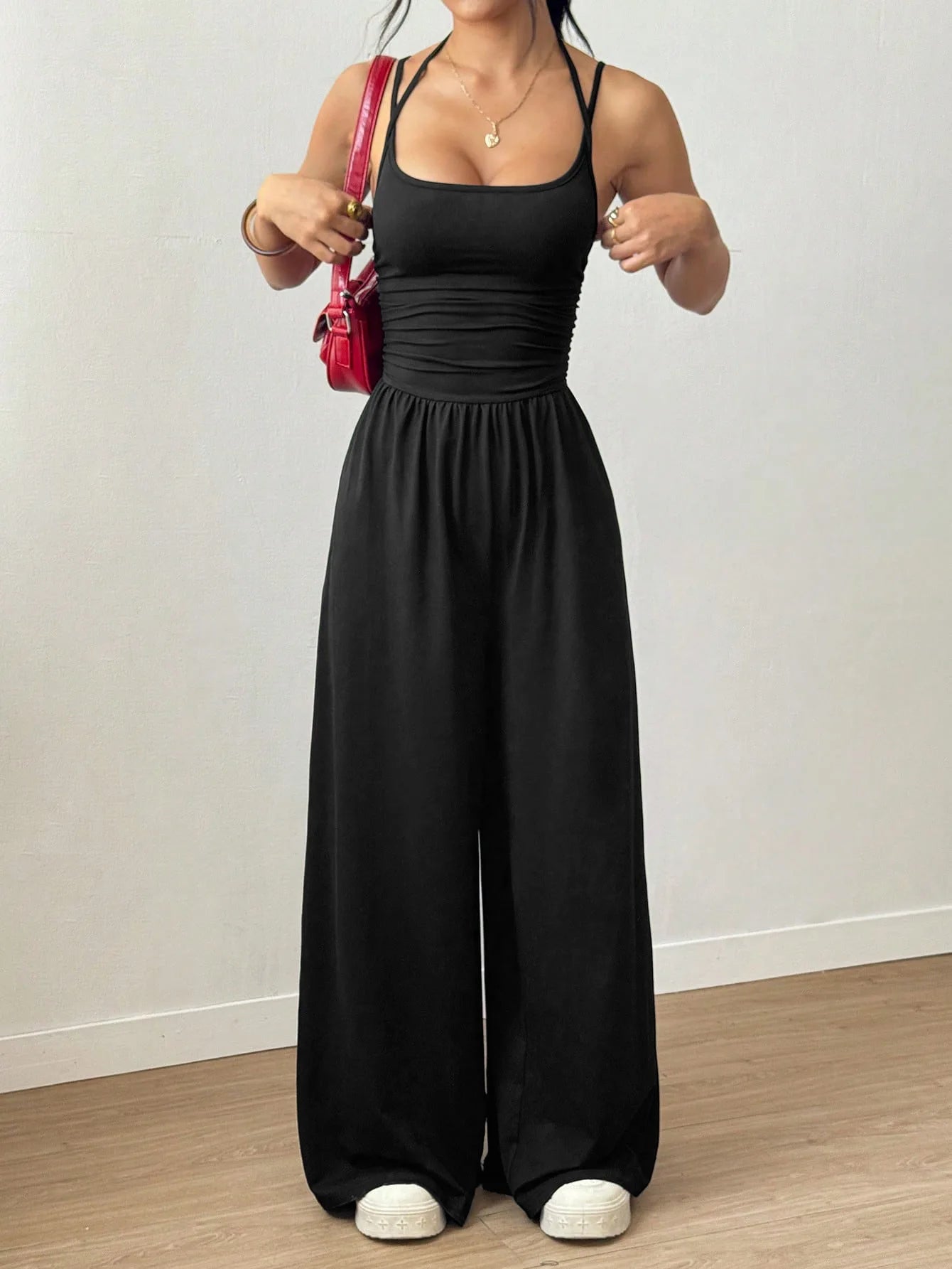 Jumpsuit Casual de Pierna Ancha con Tirantes | Moda Verano