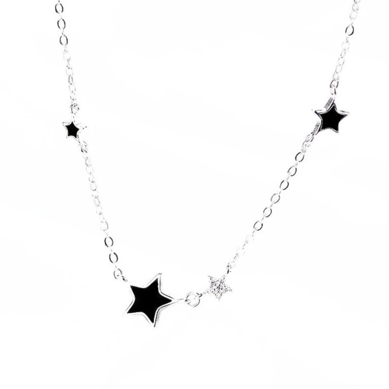 Collar Cadena Clavícula Estrella Pentágrama Zircón Plata 925 para Mujer