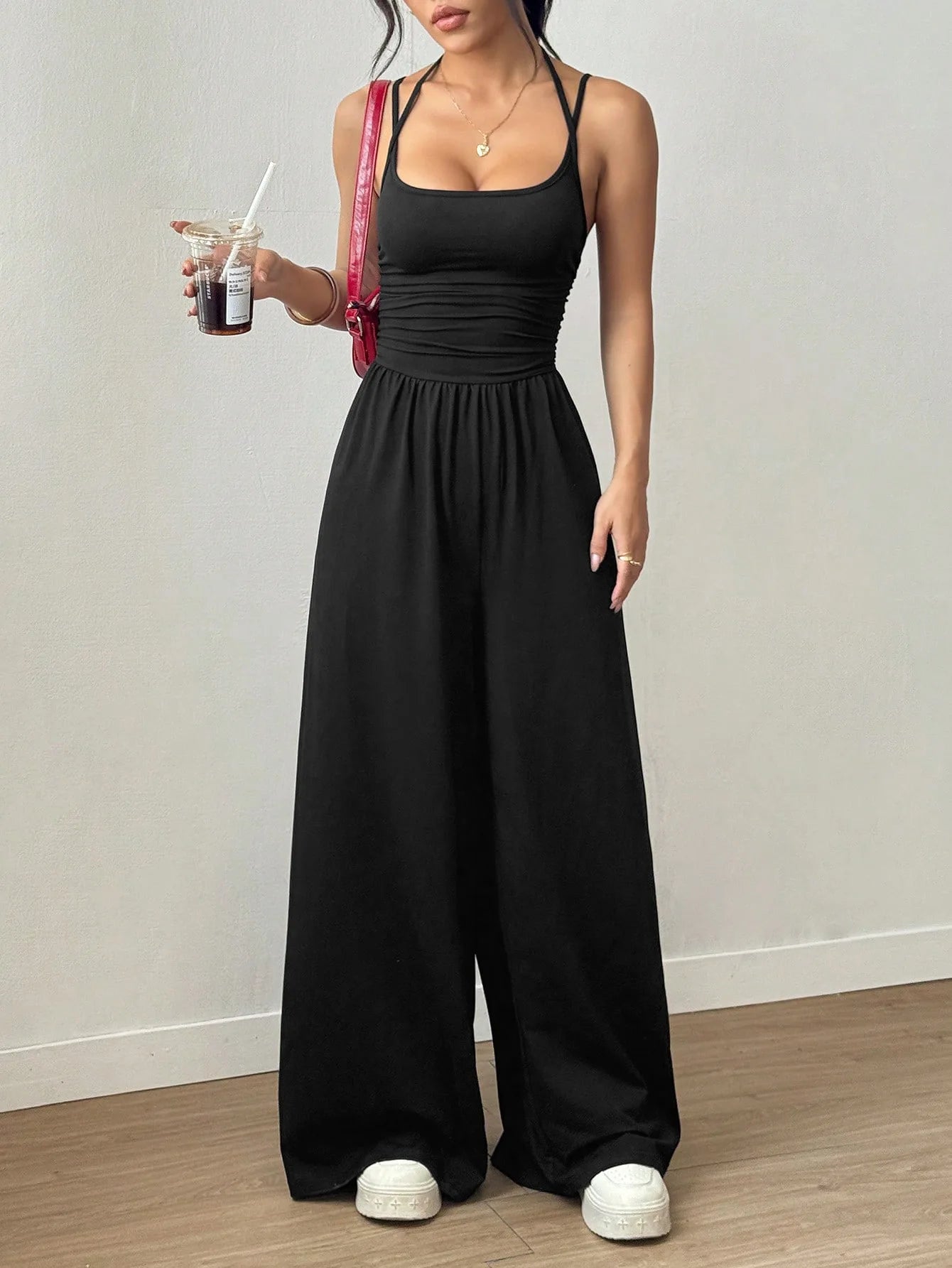 Jumpsuit Casual de Pierna Ancha con Tirantes | Moda Verano