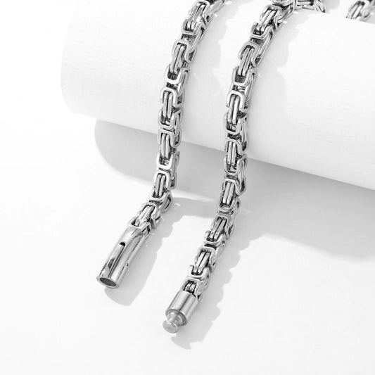 Set Collar y Pulsera Cadena Byzantine Acero Inoxidable con Cierre Magnético Unisex