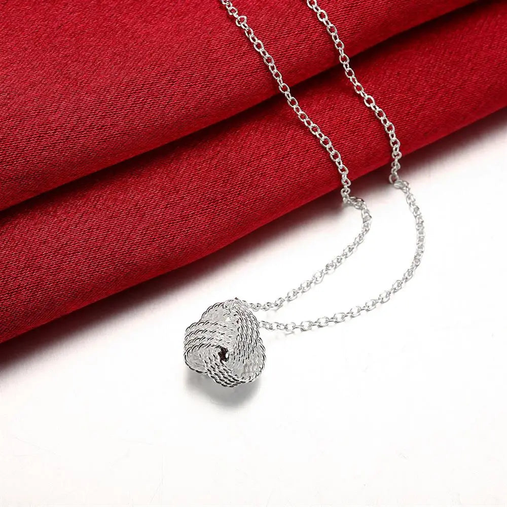Set Collar y Aretes Bola Plata 925 Moda Fiesta