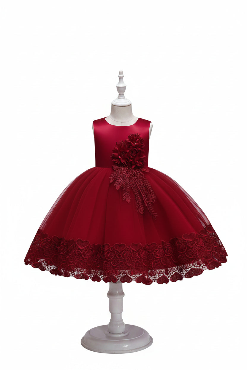Vestido Princesa Niña sin Mangas | Encaje con Lazos | Comunión y Ocasiones Especiales