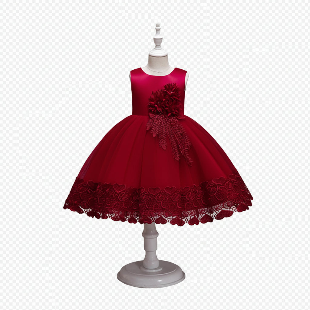 Vestido de Princesa Niña con Encaje y Lazos – Primera Comunión y Ocasiones Especiales