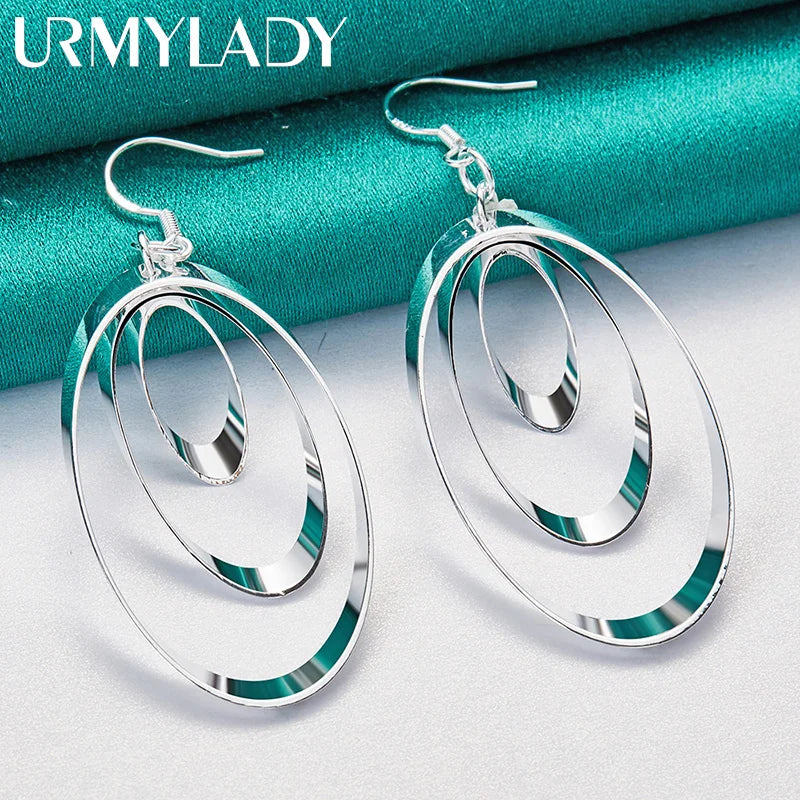 Aretes Espiral Ovalada Multi Círculo Plata 925 para Mujer