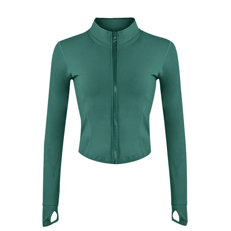 Sports Top Running Gym Clothing Long Sleeve Yoga Zipper Jacket Slim Fit Stylish Spring Autumn Womens Fitness Wear