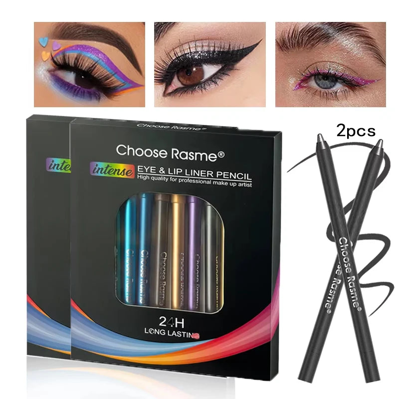Set 12 Colores Delineadores Ojos Glitter y Shimmer - Lápiz Larga Duración Tonos Azules Aplicación Suave Versátil