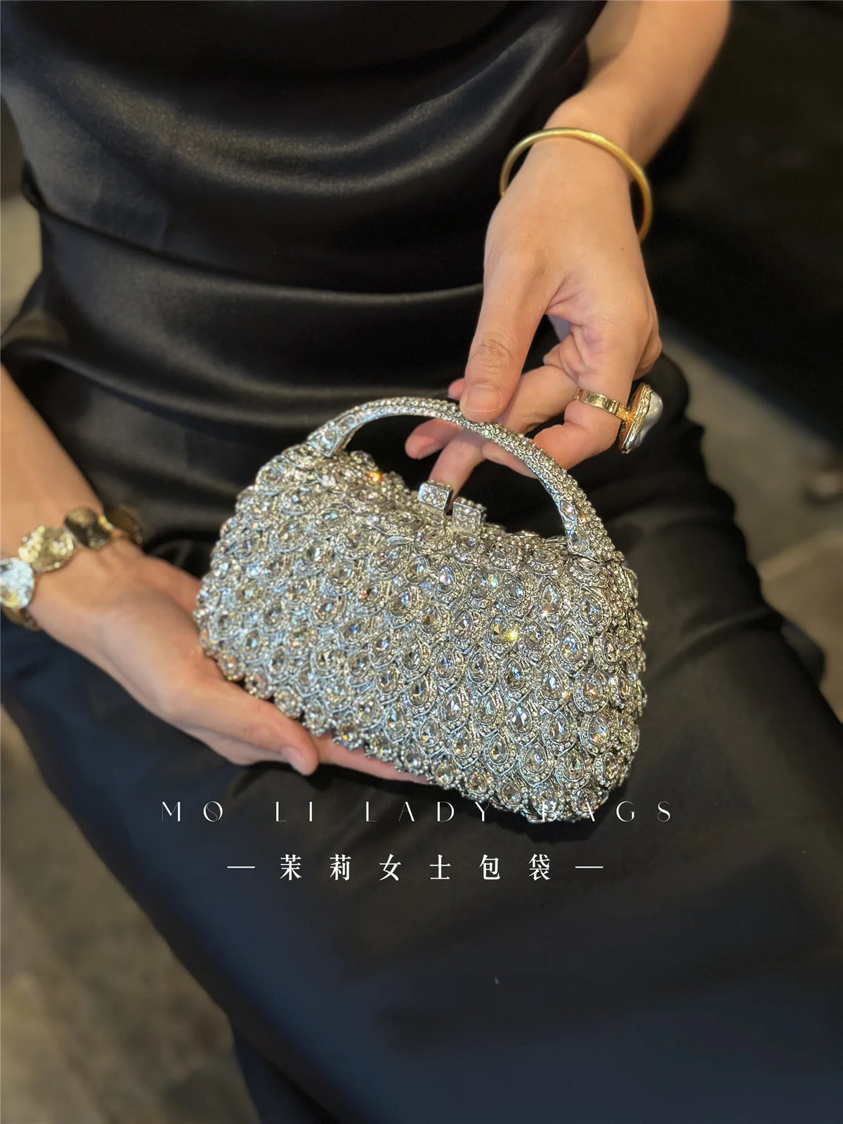 Bolso de Fiesta Brillante con Asa para Mujer
