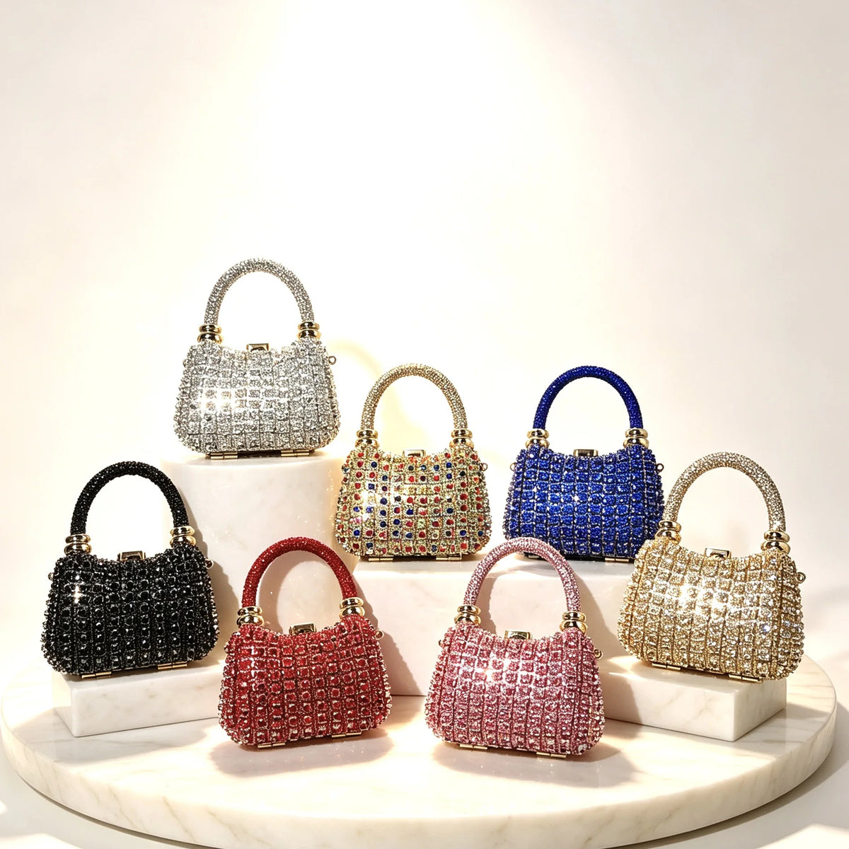 Bolso Rígido de Fiesta con Pedrería para Mujer, Varios Colores