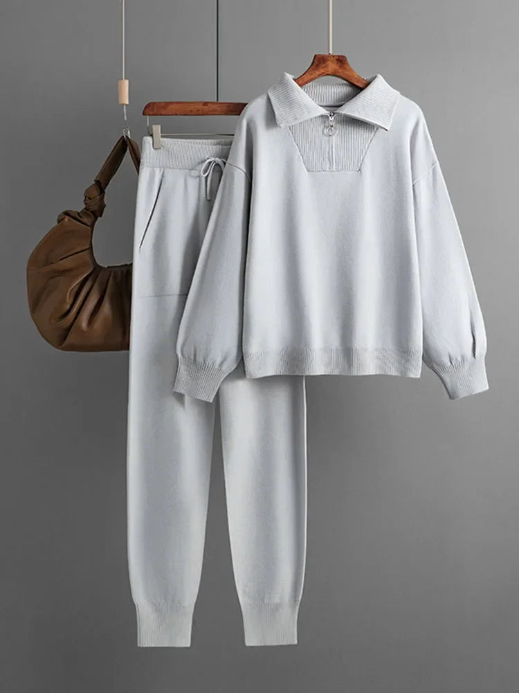 Conjunto Tejido Suéter y Pantalón Jogger Mujer