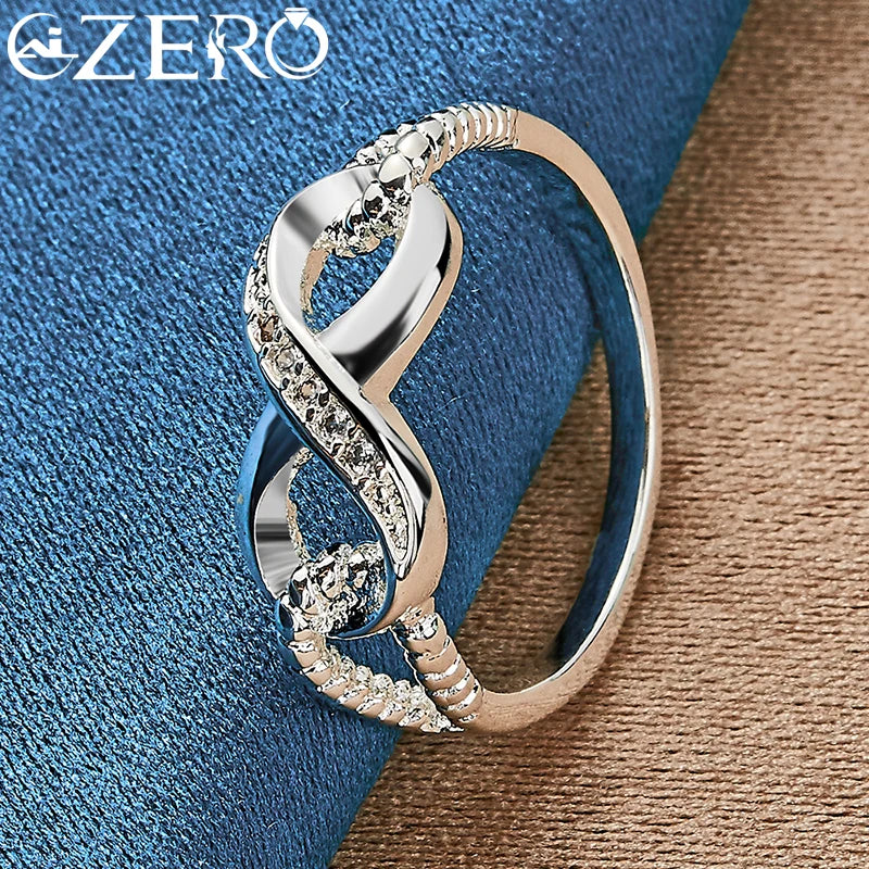 Anillo Forma 8 Zirconia Plata 925 Pareja