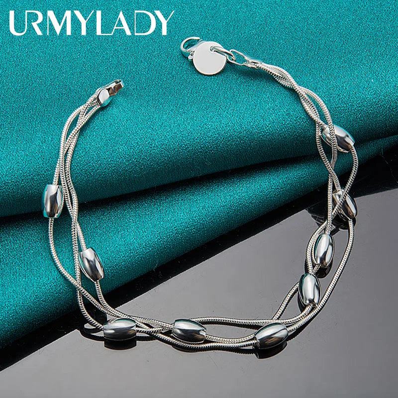 Pulsera Cadena Plata 925 Sterling Silver Diseño Moda Mujer - Joyería Hermosa Boda Fiesta Regalo Elegante
