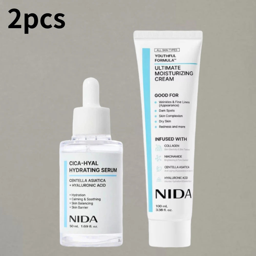 Kit Cuidado Facial NIDA Corea – Crema Hidratante, Retinol, Contorno de Ojos y Esencia TXA