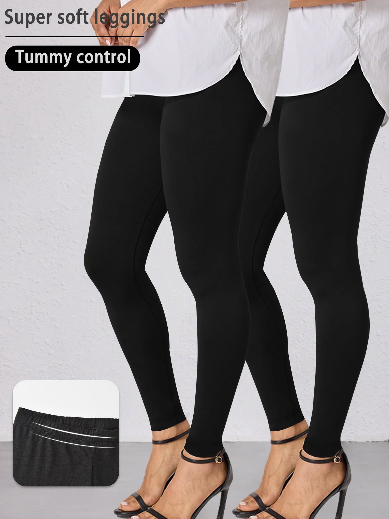 Pack de 2 Leggings Tiro Bajo Super Suaves para Mujer - Alta Elasticidad Mallas para Yoga Running Ejercicio Uso Casual