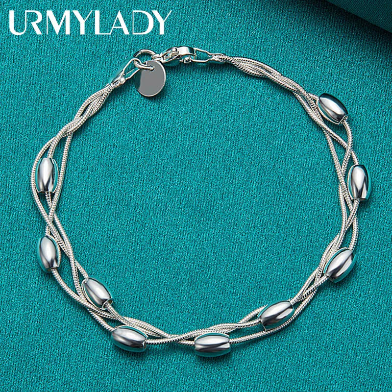 Pulsera Cadena Plata 925 Sterling Silver Diseño Moda Mujer - Joyería Hermosa Boda Fiesta Regalo Elegante