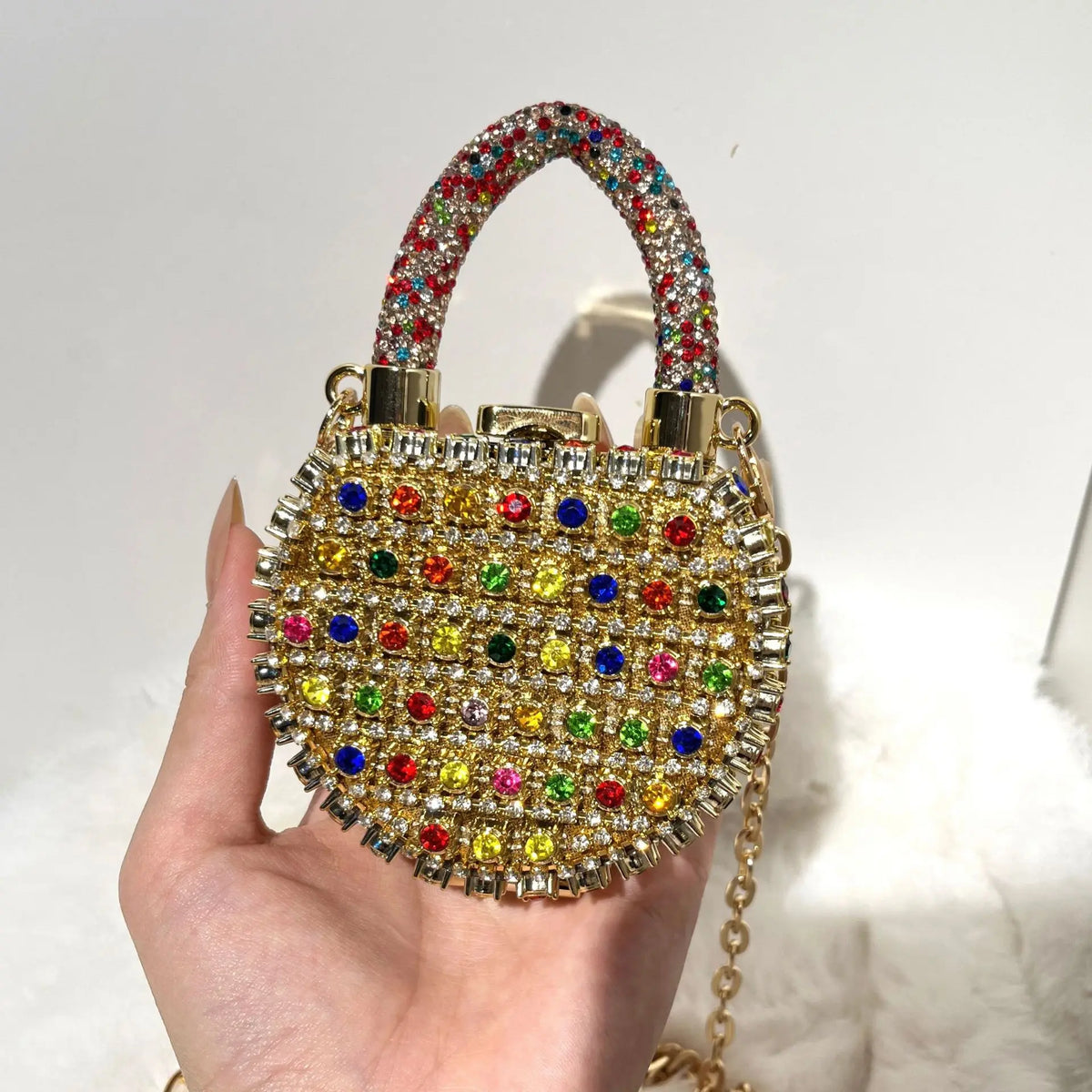 Minibolso de Fiesta Brillante con Cadena para Mujer