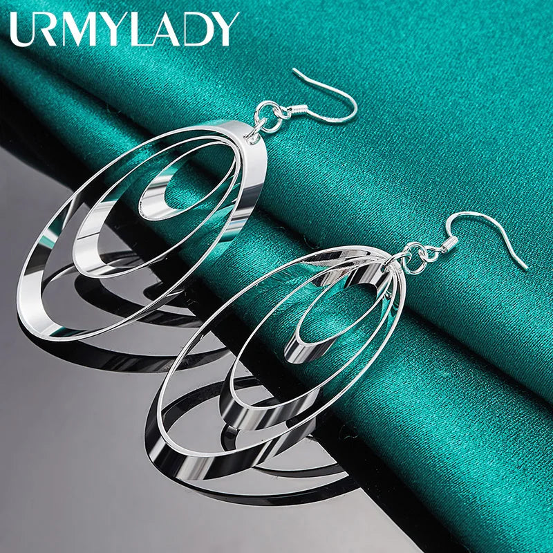 Aretes Espiral Ovalada Multi Círculo Plata 925 para Mujer