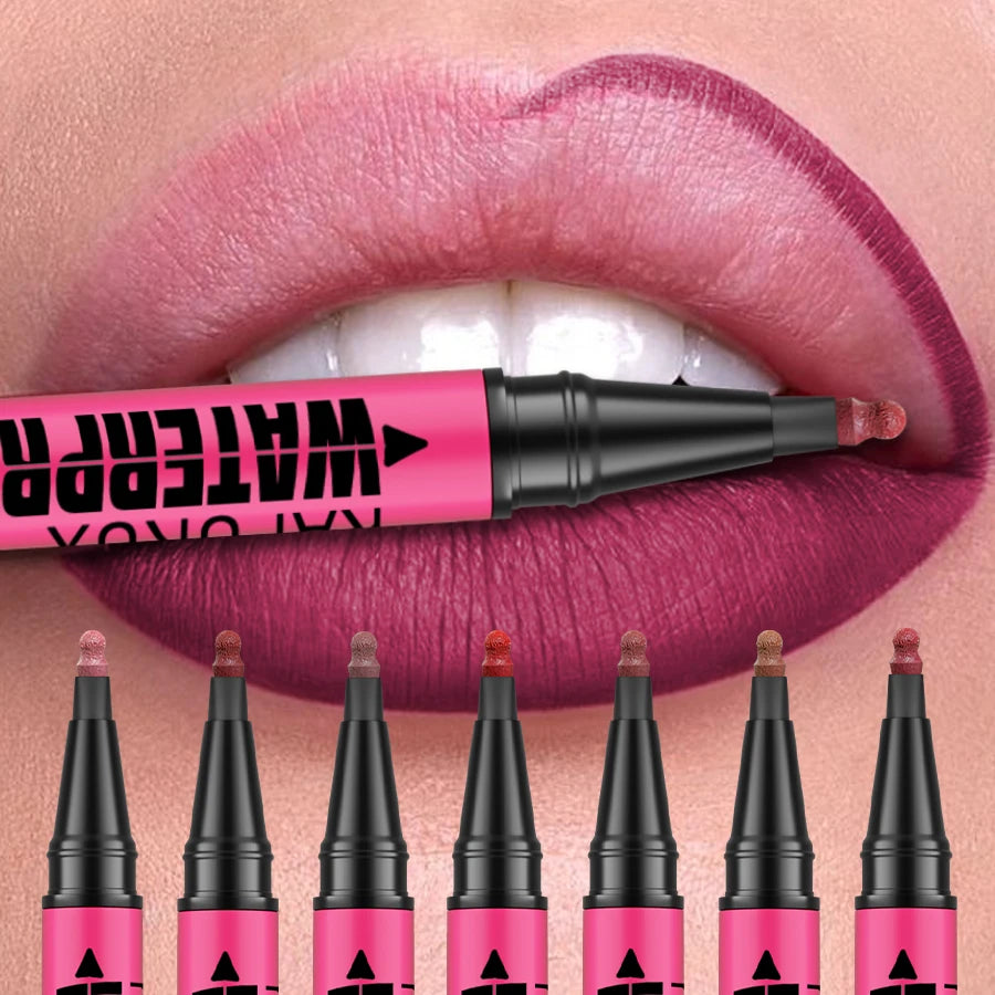 Delineador Labial Líquido Mate 12 Colores Waterproof Rellenador Labios - Lápiz Contorno Natural Maquillaje Mujer