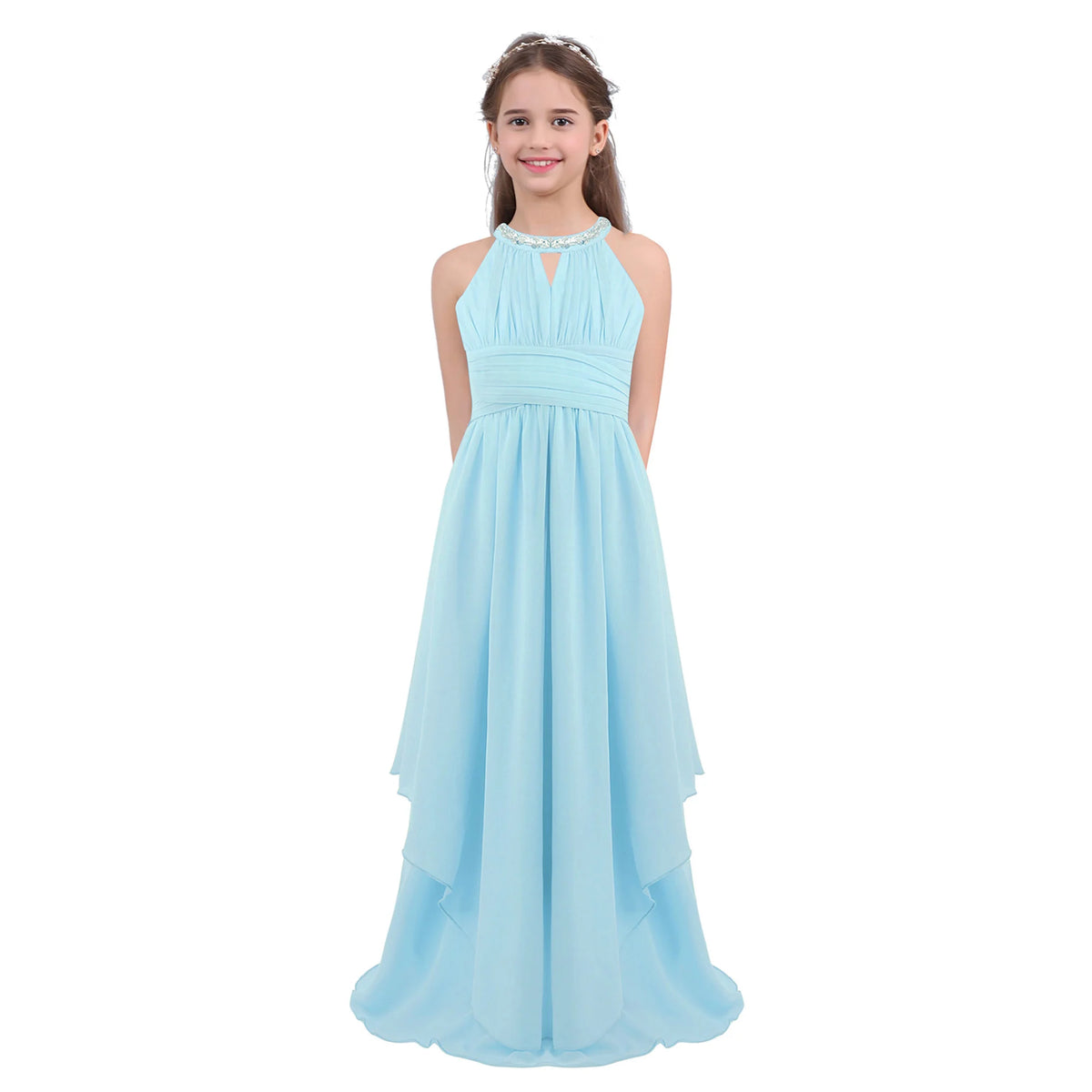 Vestido Largo de Fiesta para Niña con Encaje – Varios Colores