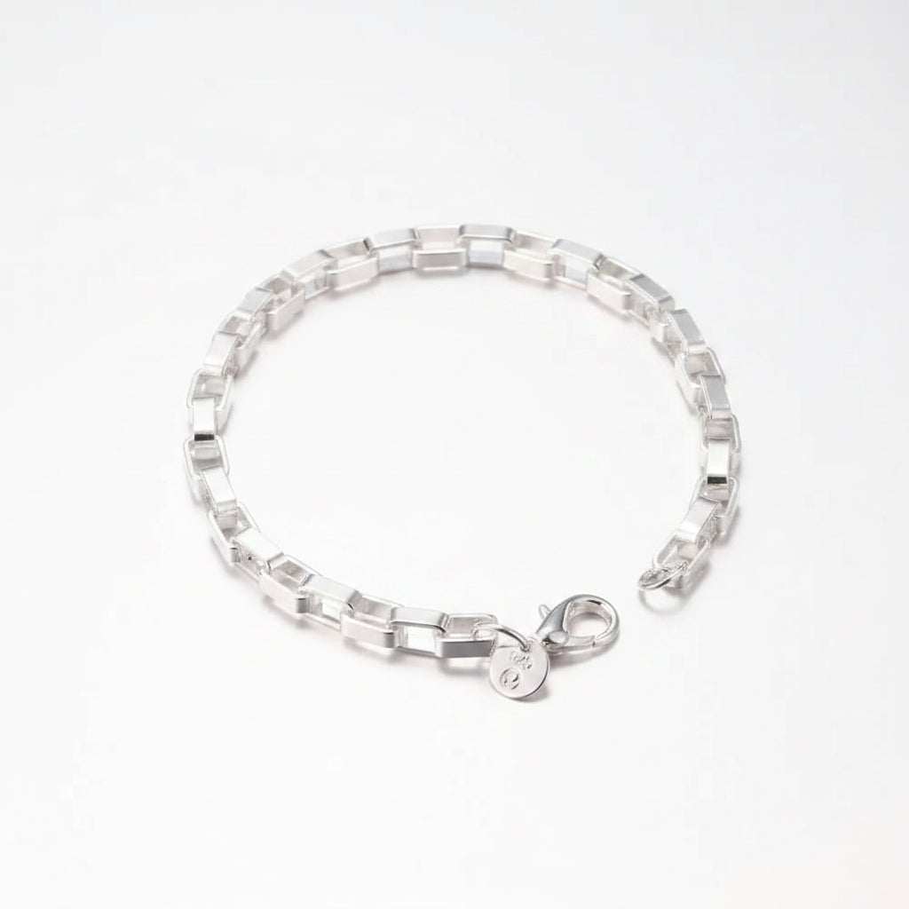 Set Joyería Plata 925 Cadena Caja 5MM Pulsera Collar Hombre Mujer - Accesorios Fiesta Boda Regalo Moda