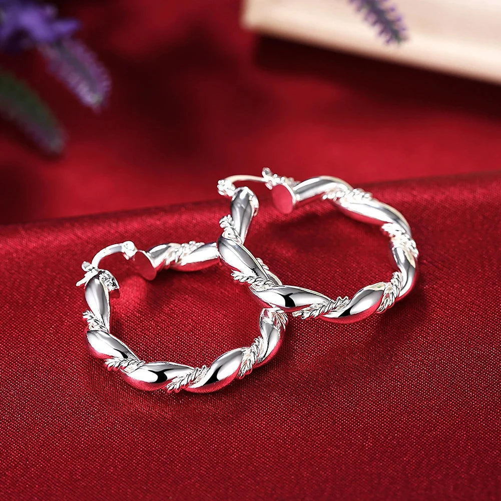 Aretes Argolla Plata 925 Moda Fiesta