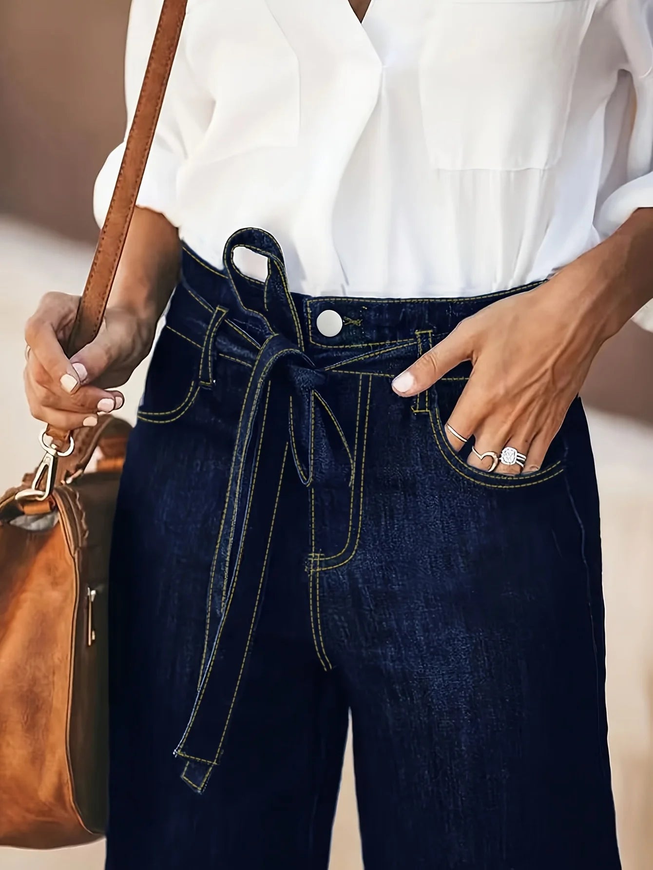 Women’s Straight Leg Jeans with Belt - Stylish and Comfortable Women's Denim Pants
