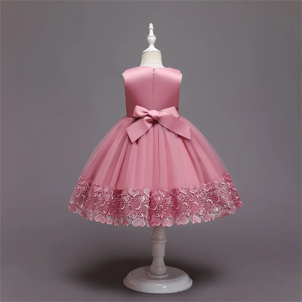 Vestido Princesa Niña sin Mangas | Encaje con Lazos | Comunión y Ocasiones Especiales