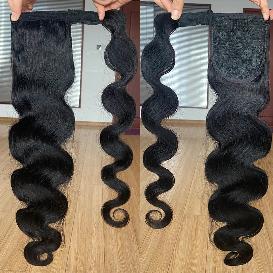 Cola de Caballo Body Wave 100g – Extensión Cabello Humano Remy Brasileño | Color Natural para Mujer
