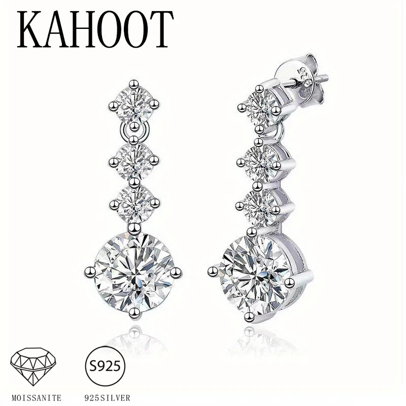 Aretes Moissanite 2.6 Quilates Diseño Clásico Lujo Plata 925