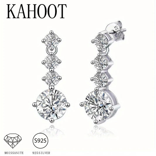Aretes Moissanite 2.6 Quilates Diseño Clásico Lujo Plata 925