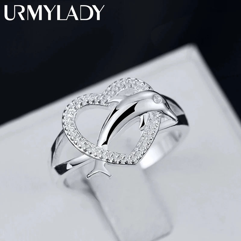 Collar Delfines Corazón Plata 925 Pareja
